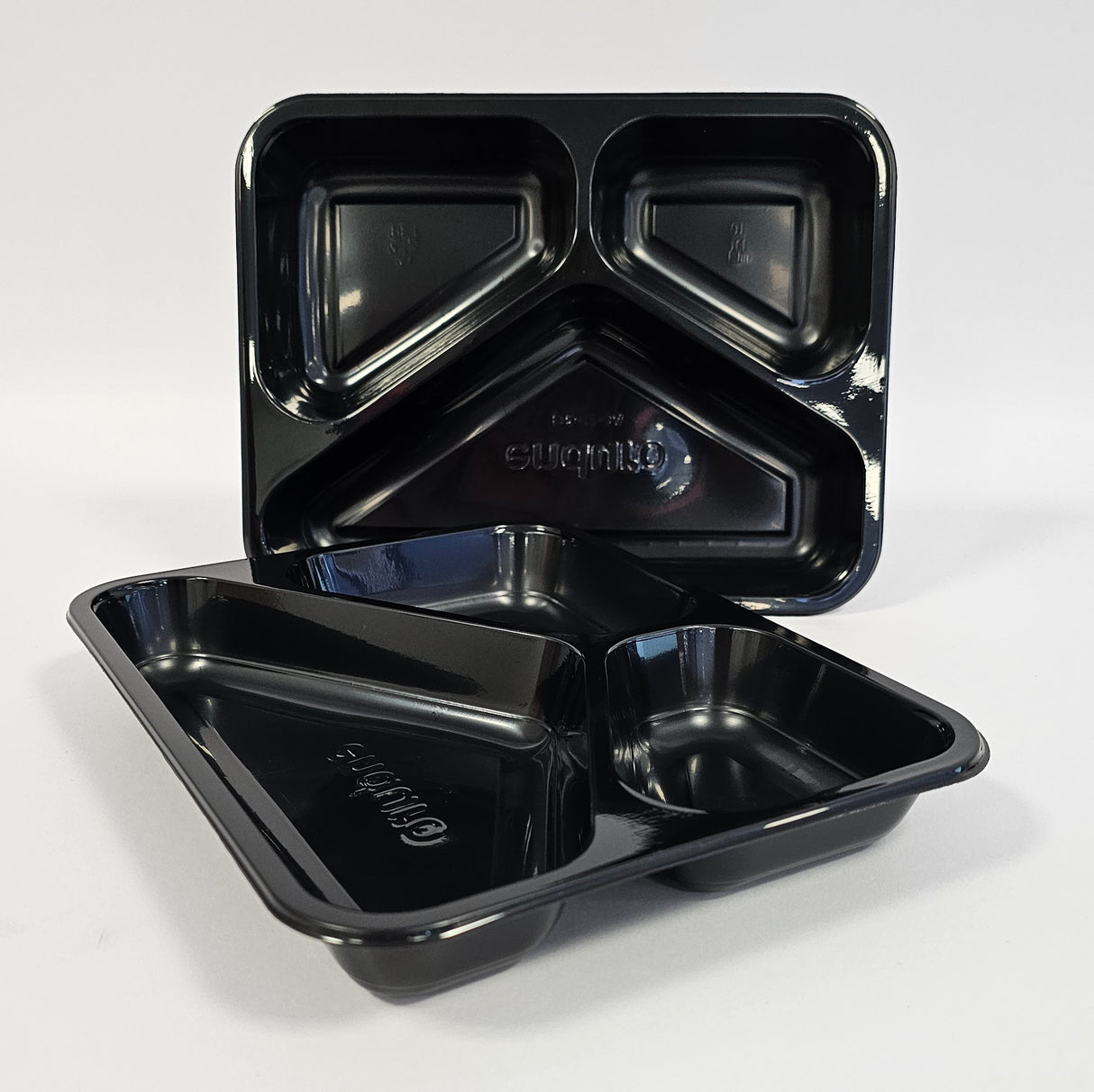 17-3AB Enduro C-PET Tray Black 825ml 227x177x32mm 3-Compartment | 800/Box