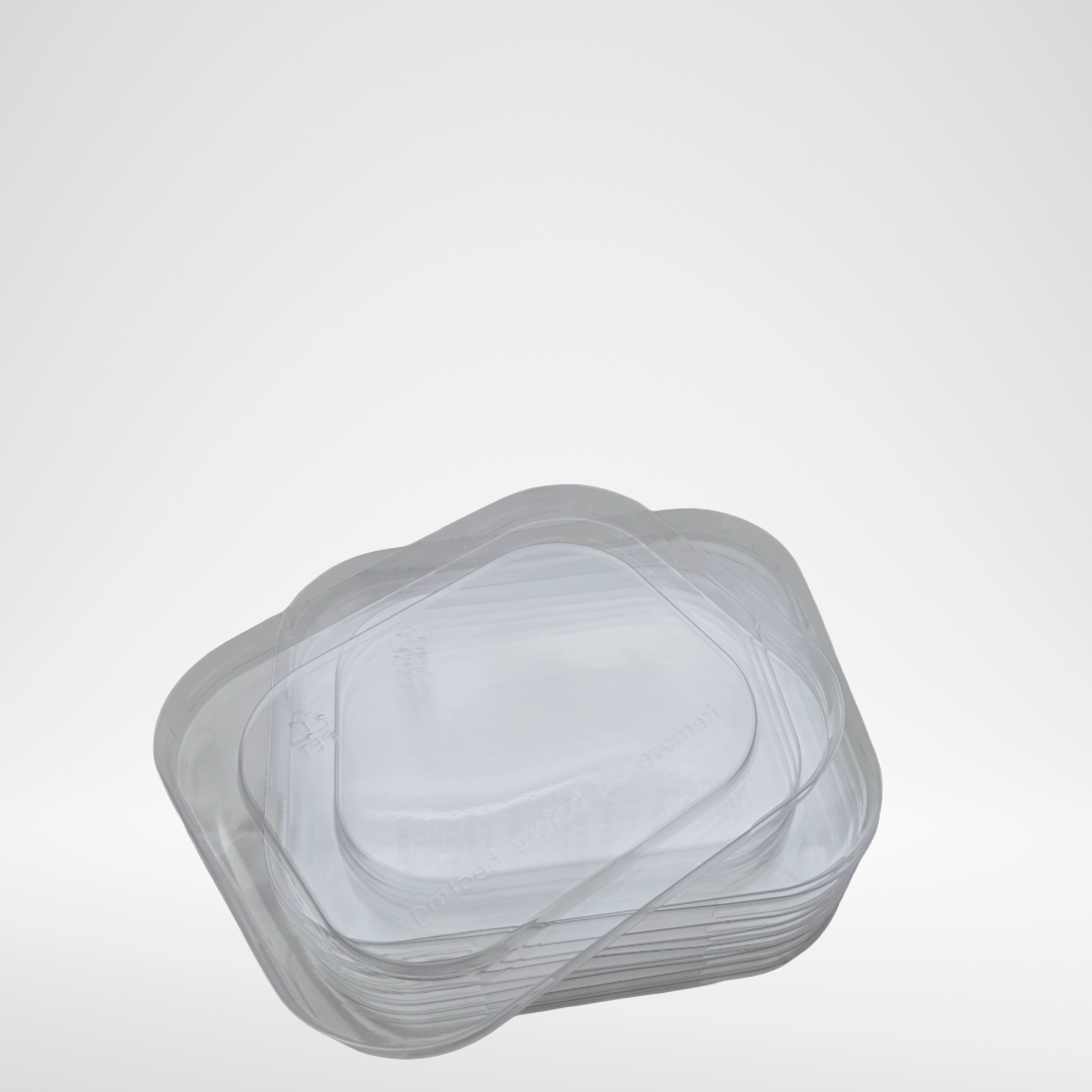 2025L-PET | Snap-On Lid Smoothwall Tray 150x125mm | 1,000/Box
