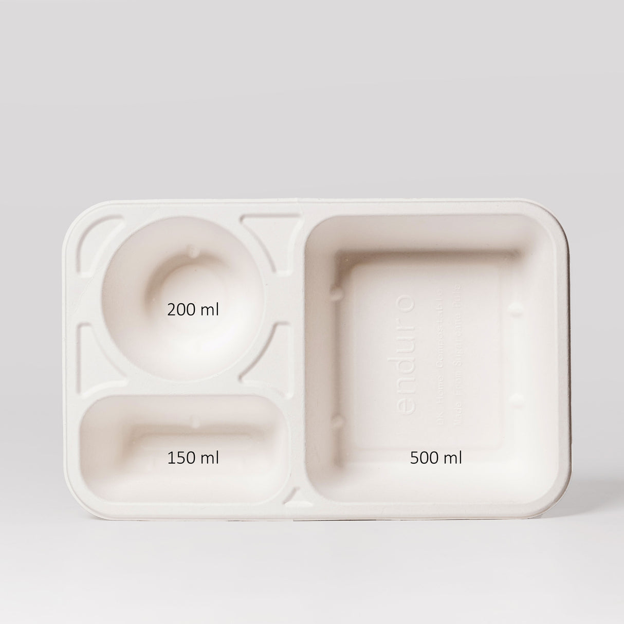 SL3C Home Compostable Trays 850ml 3-Compartment 270x170x52mm | 400/box