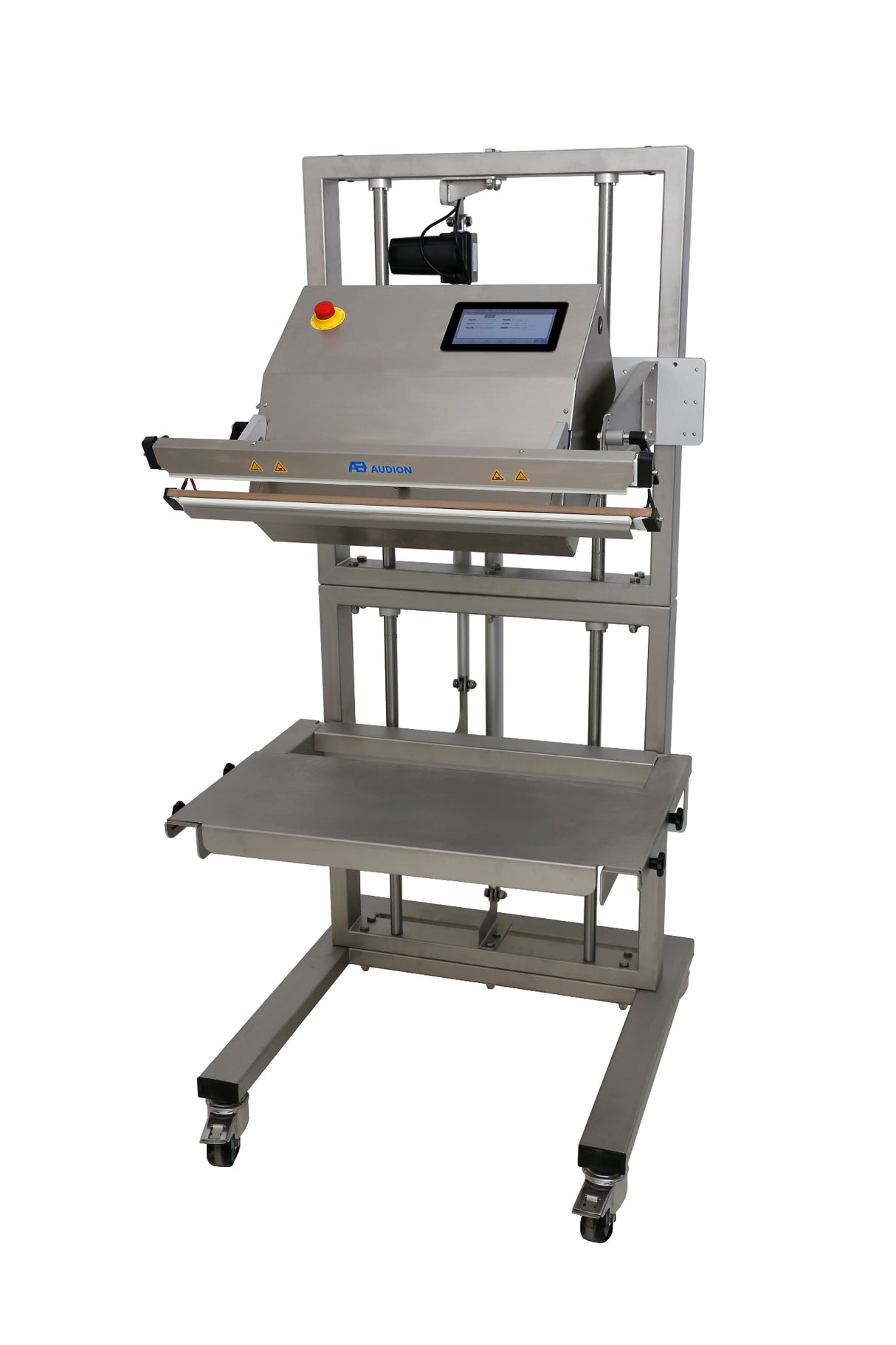 Industrial sealing machine on a white background