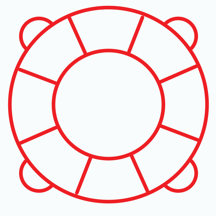 Red life buoy outline on a white background
