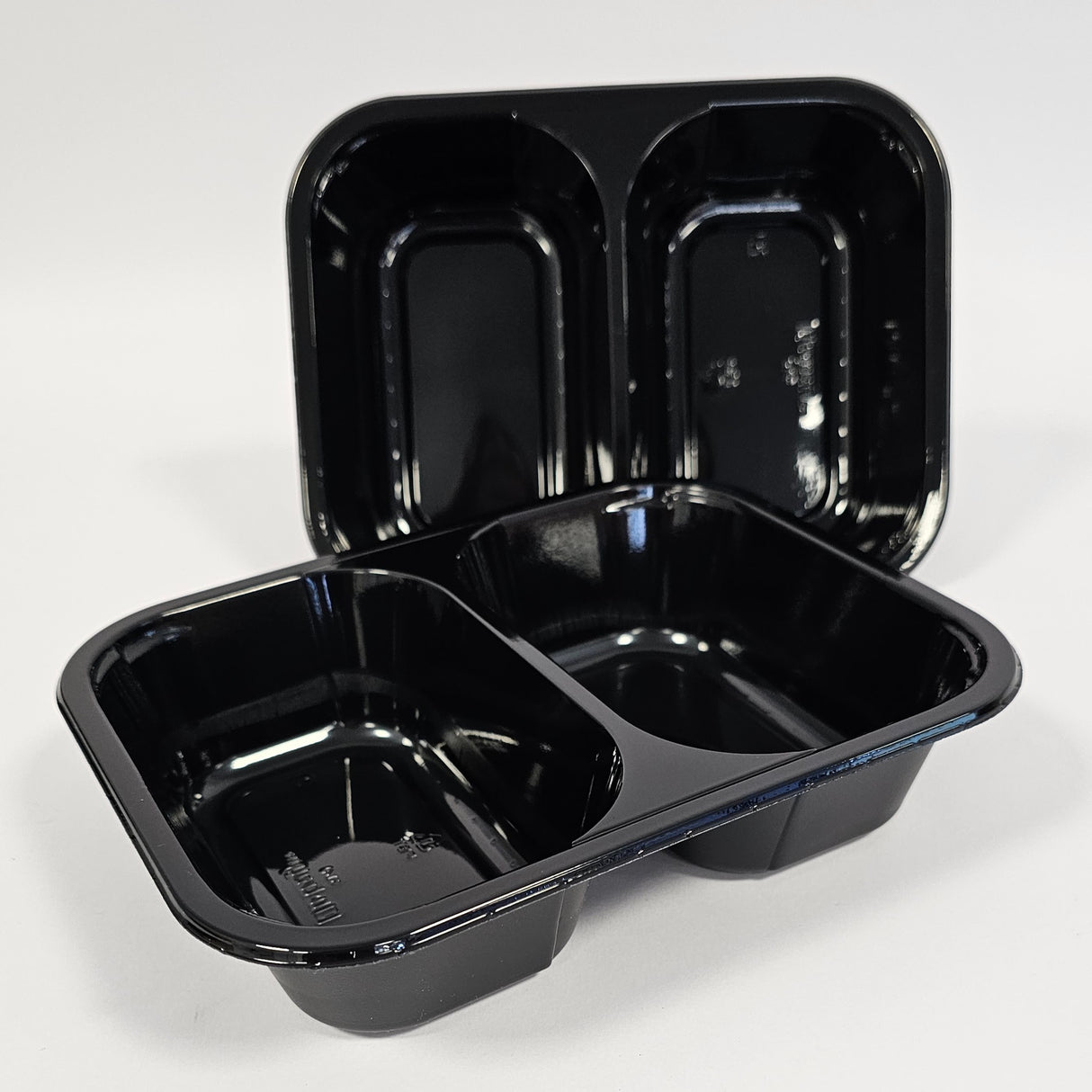 2314 On-Tray® C-PET Tray Black 700ml 200x155x45mm 2-Compartment 300pcs