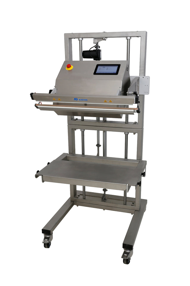 Industrial sealing machine on a white background